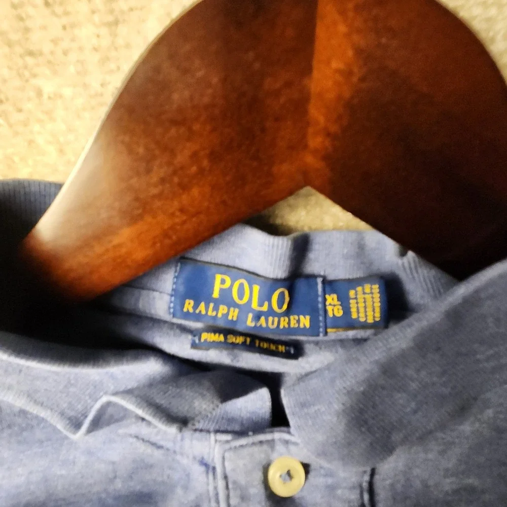 Polo Ralph Lauren Polo Shirt Mens XL Blue Heather Pima Soft Touch Short Sleeve